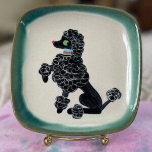 Cute! Vintage Poodle Pottery Bread/Dessert Plate